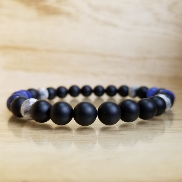 Sodalite & Black Onyx Beaded Stretch Brace… - Picture 4 of 8